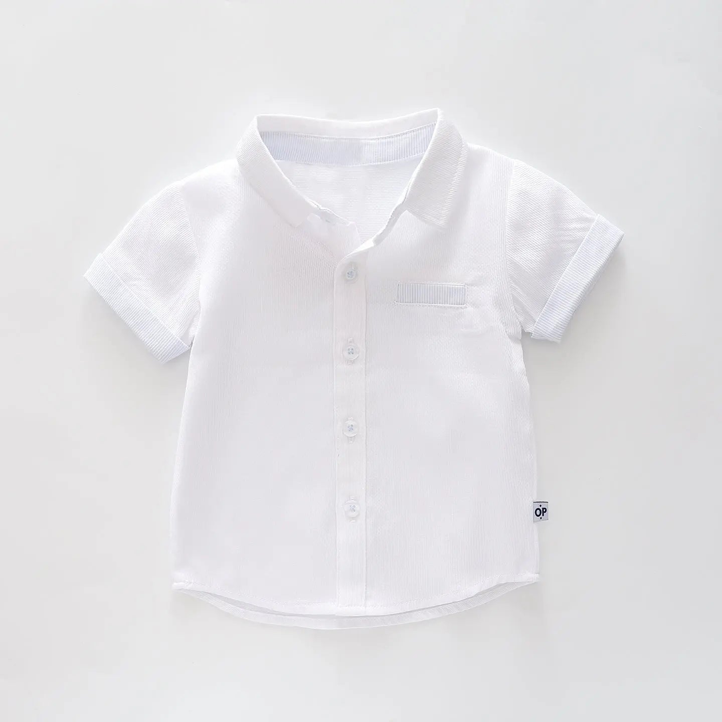 White Woven Collared Shirt Ollies Place Kidswear