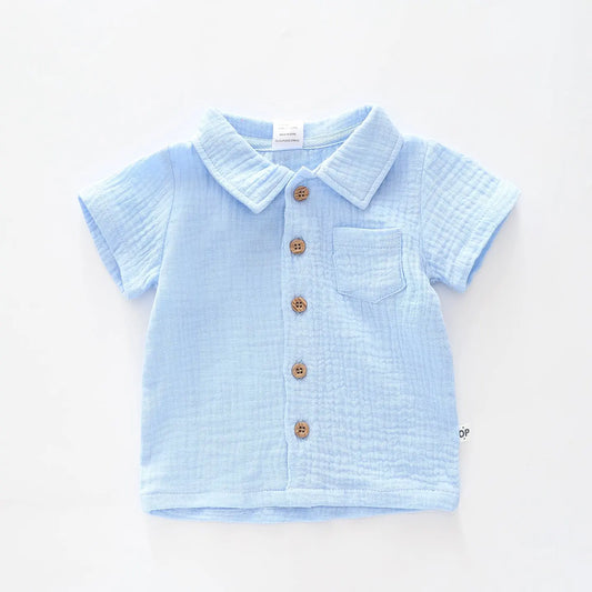 Baby Boys, Blue Cheesecloth Collared Shirt Ollies Place