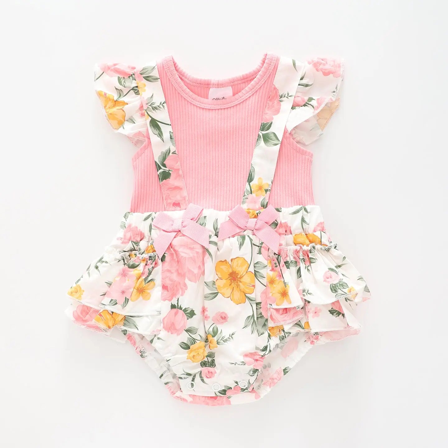 Baby Girls Vintage Floral Pinafore Romper Ollies Place
