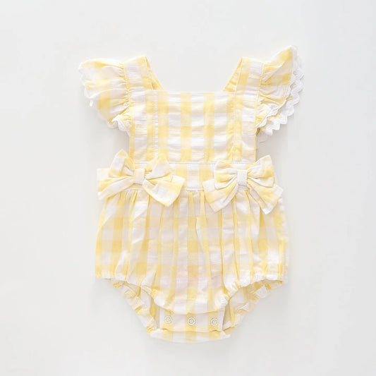 Baby Girls Yellow Gingham Sunsuit Romper Ollies Place