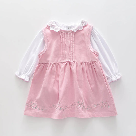 Baby Girls' Pink Cord Pinafore Set Ollies Place