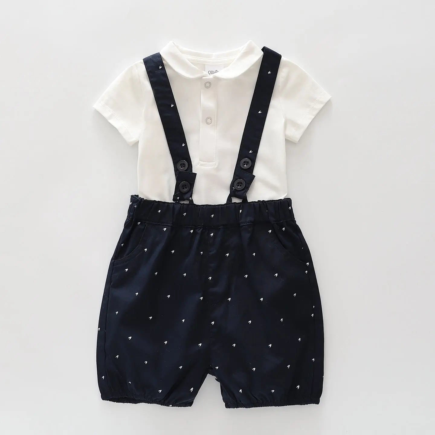 Baby Print Shorts with Braces and Boysuit Set Ollies Place
