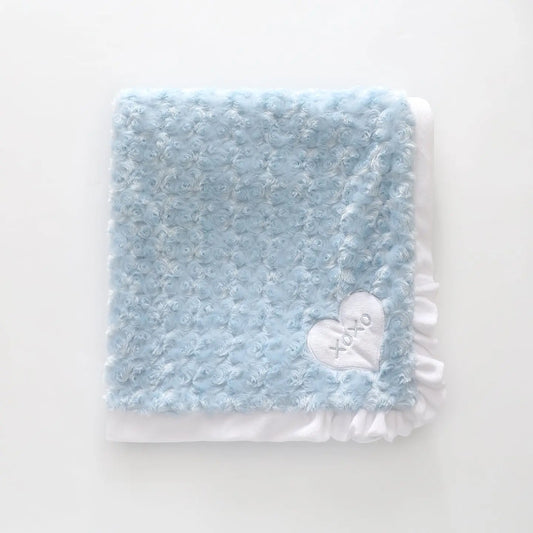 Baby Rose Fur Blanket Blue Ollies Place
