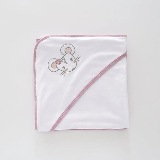 Baby Swaddle, Wraps and Blankets With Mouse Embroidery 100% Cotton Knit Ollies Place