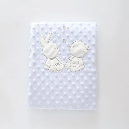 Bear and Bunny Baby Blanket (Blue) Ollies Place