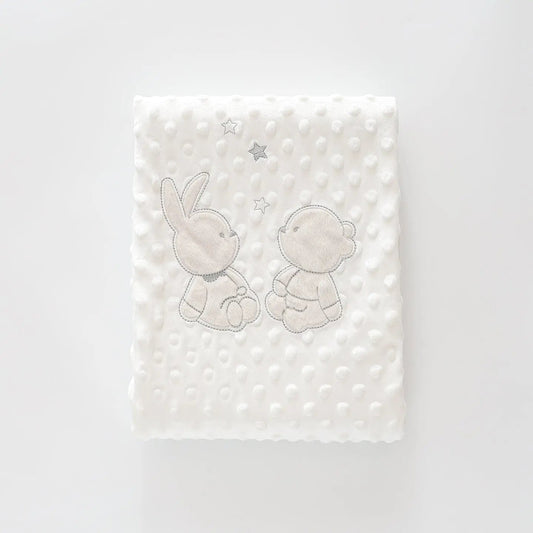Bear and Bunny Baby Blanket (Cream) Ollies Place