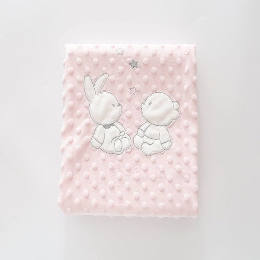 Bear and Bunny Baby Blanket (Pink) Ollies Place