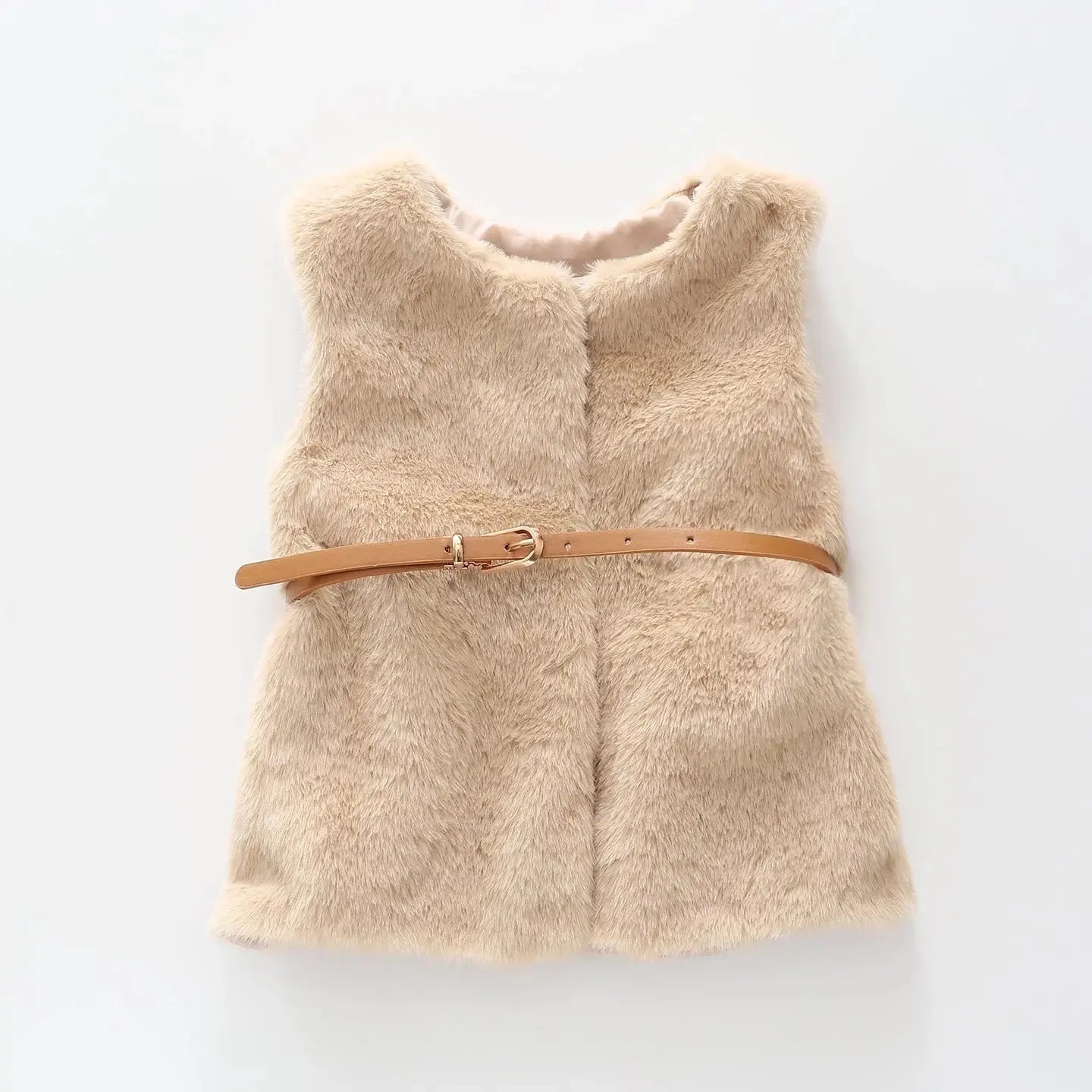 Beige Faux Fur Vest Ollies Place