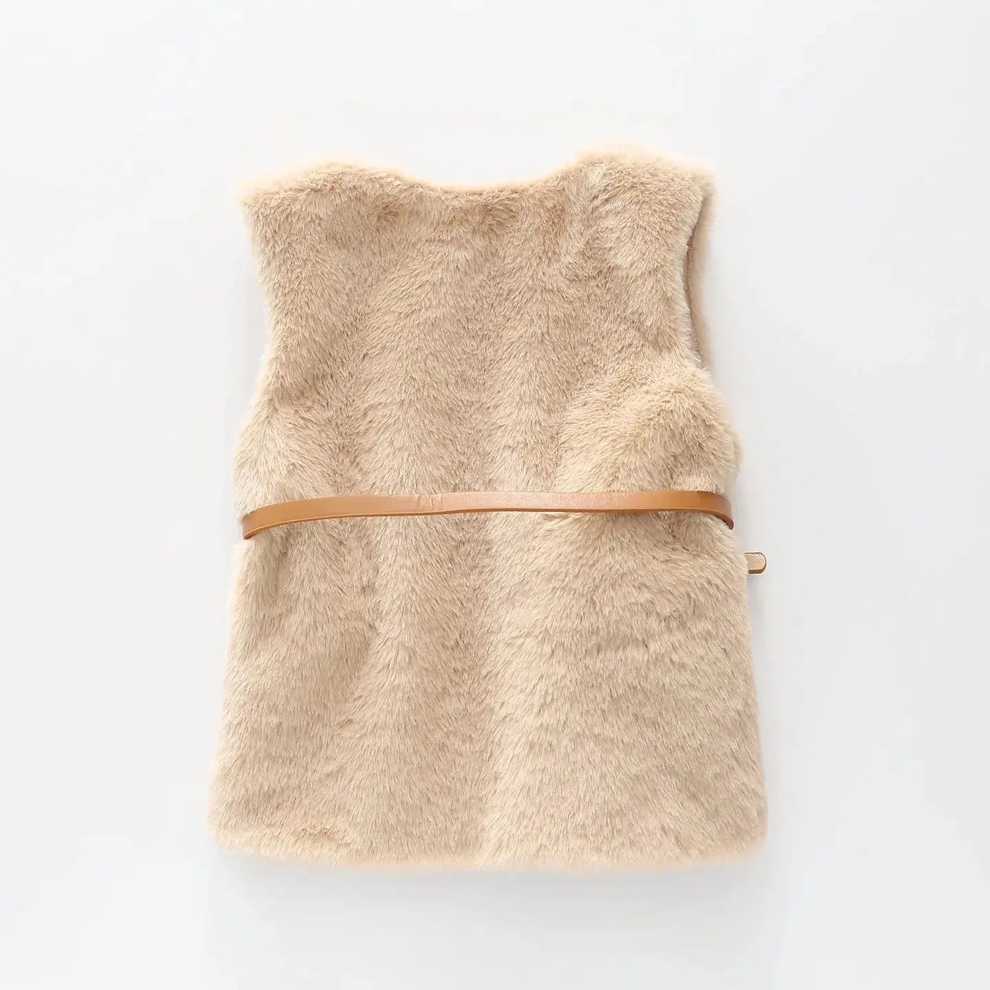 Beige Faux Fur Vest Ollies Place