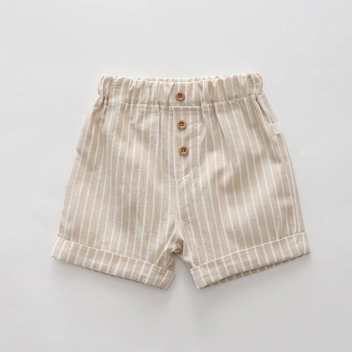 Beige Stripe Cotton Shorts Ollies Place