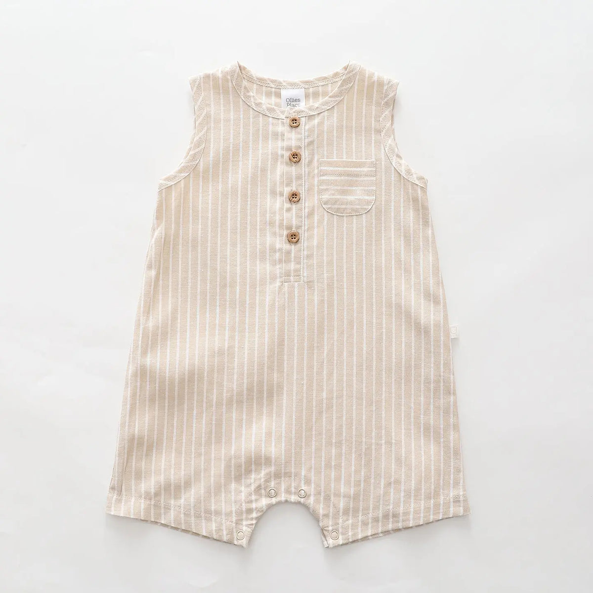 Beige Stripe Short Romper Ollies Place
