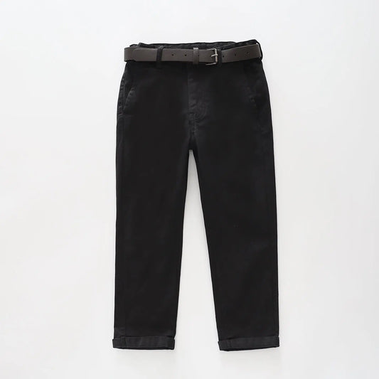 Black Chino Pants with Belt Ollies Place