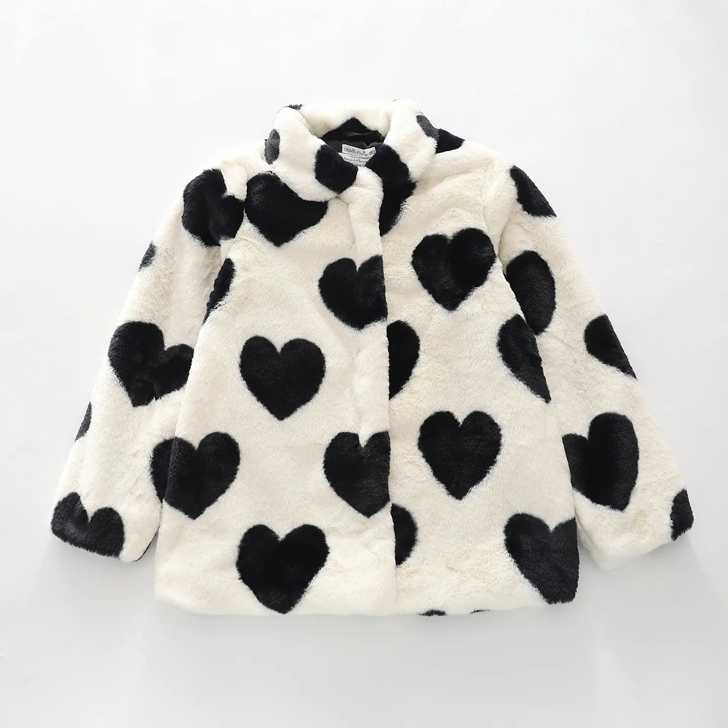 Black Hearts Faux Fur Coat Ollies Place
