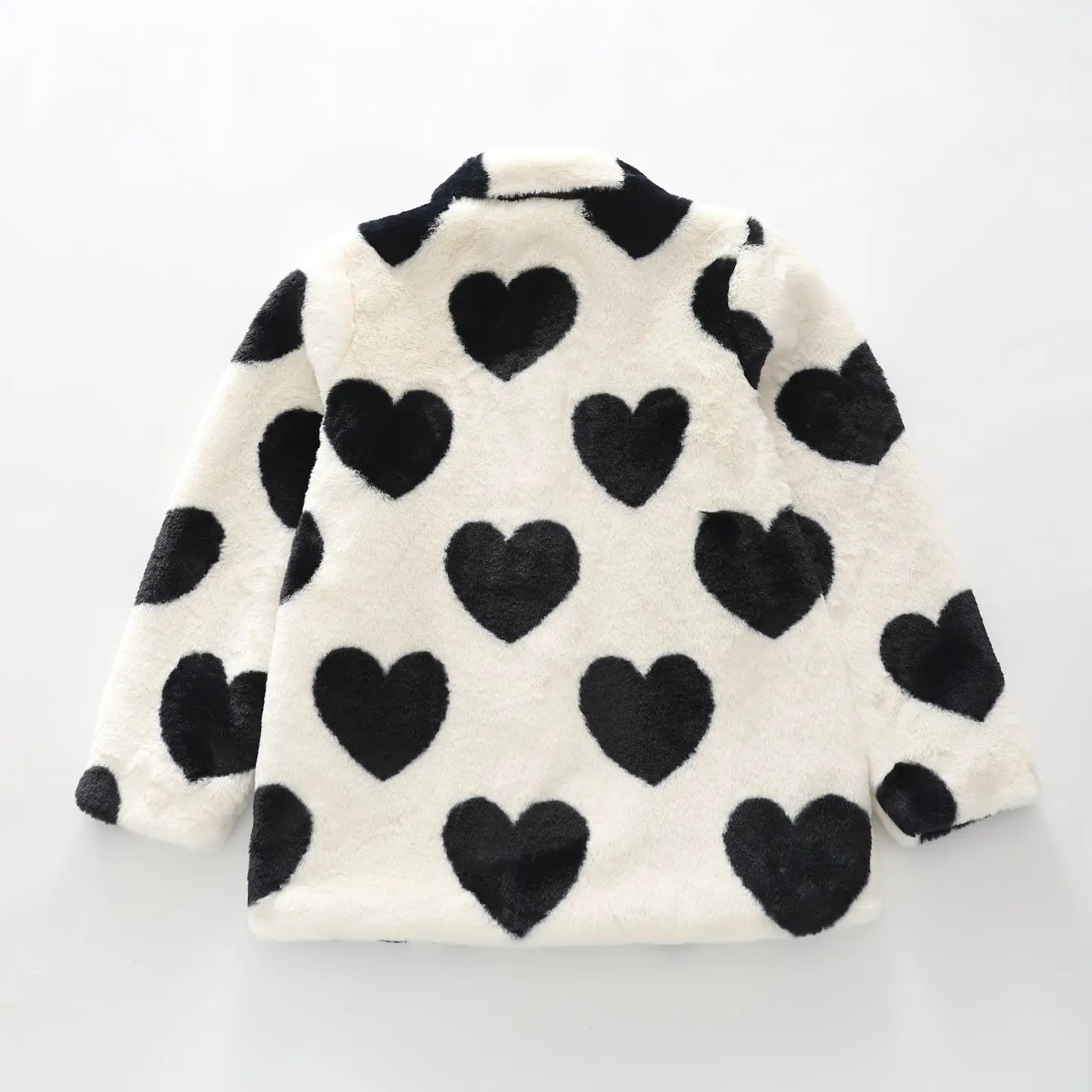Black Hearts Faux Fur Coat Ollies Place