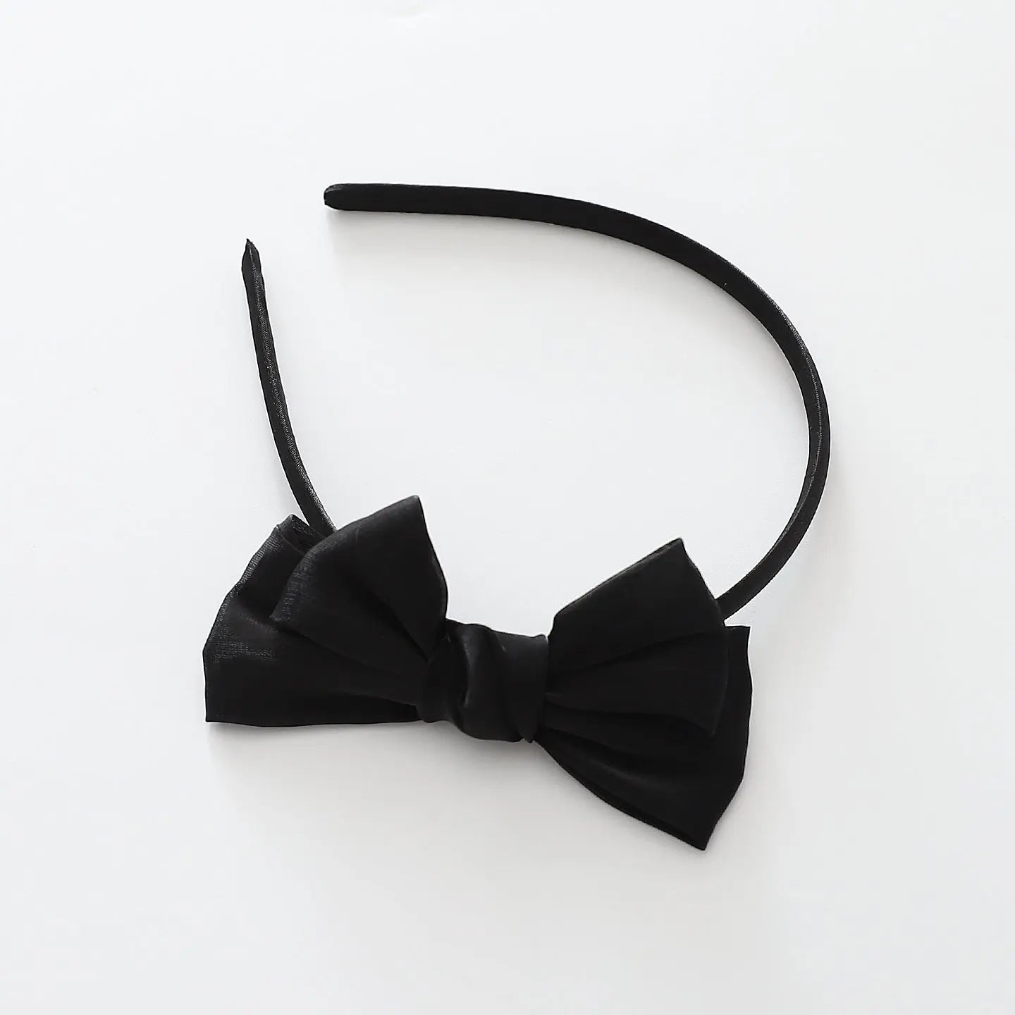 Black Satin Bow Headband Ollies Place