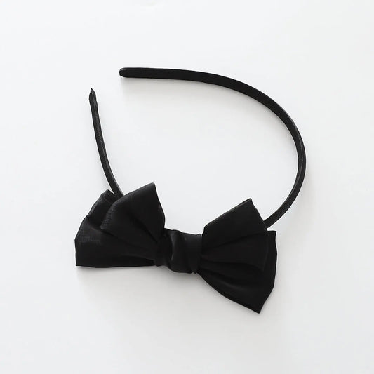 Black Satin Bow Headband Ollies Place