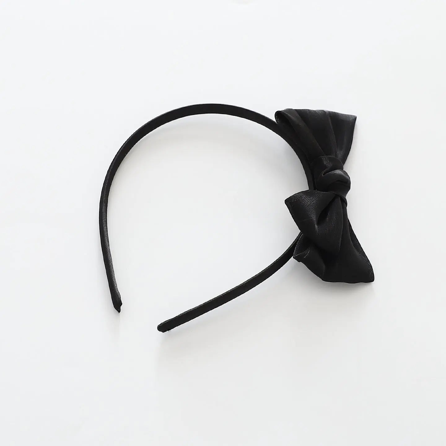 Black Satin Bow Headband Ollies Place