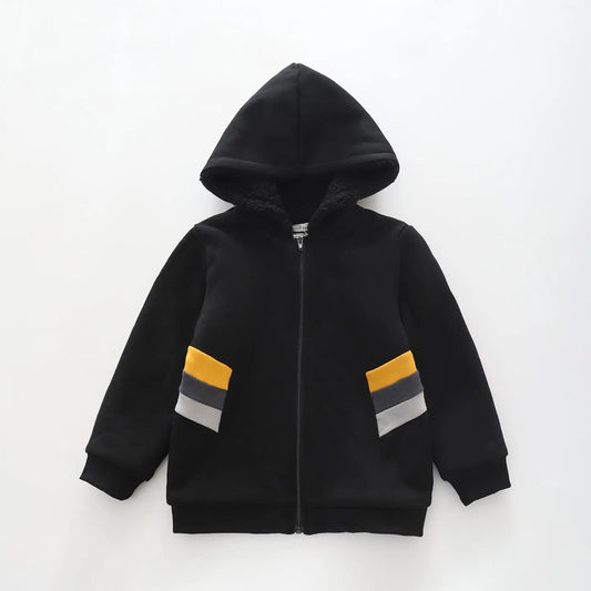 Black Stripe, Boys Zip Up Hoodie Ollies Place