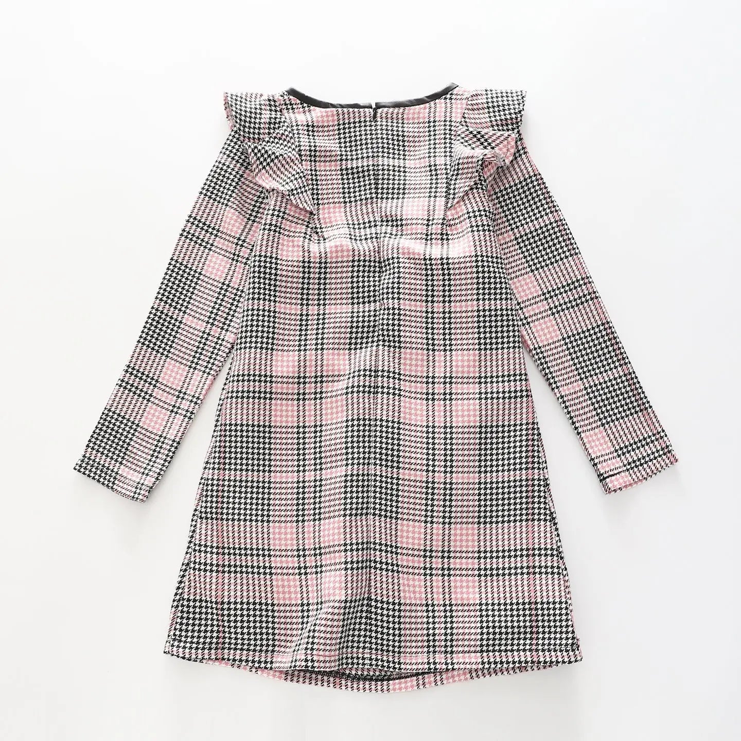 Black & Pink Houndstooth Ruffle Dress - Girl Ollies Place