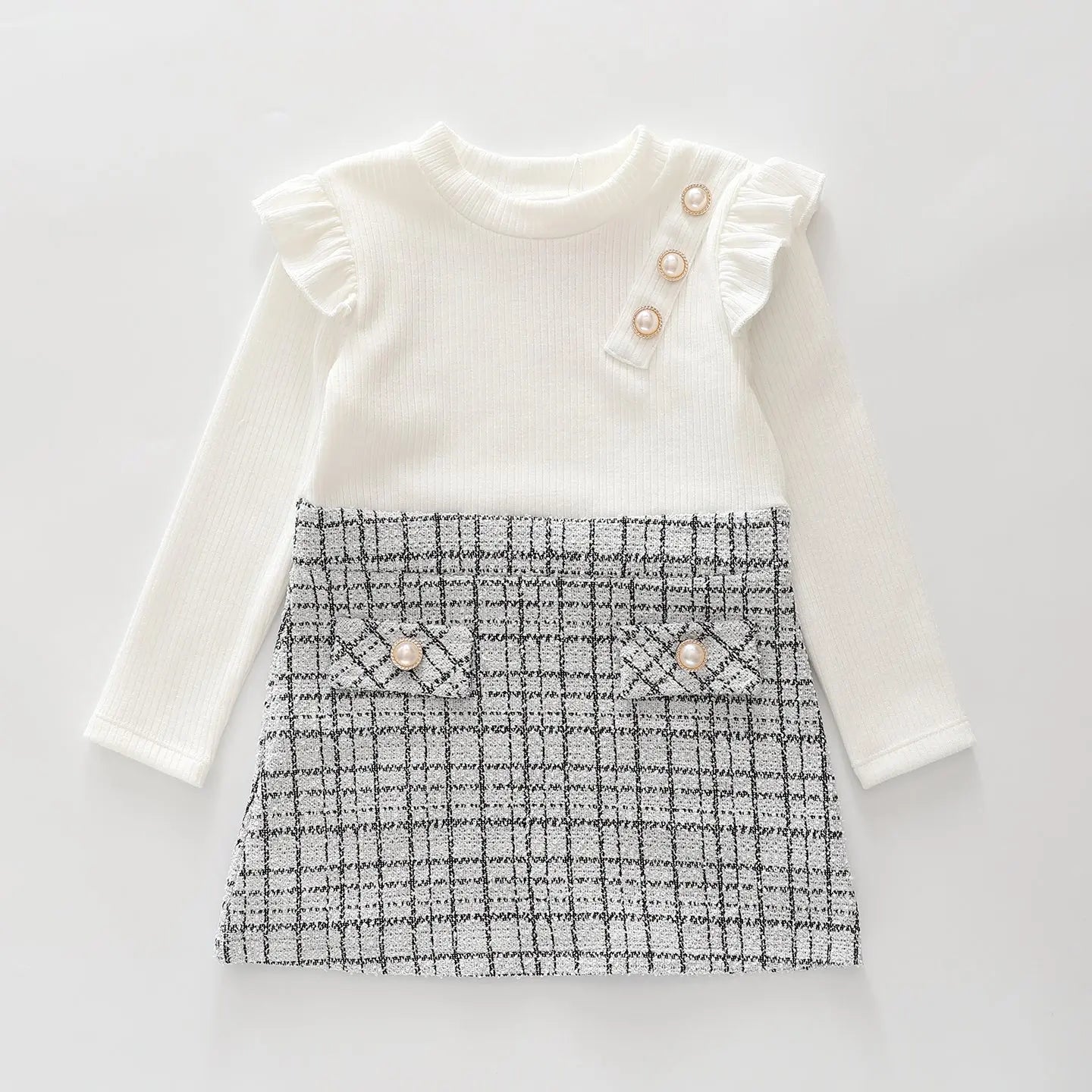 Black and White Tweed Dress and Headband Set