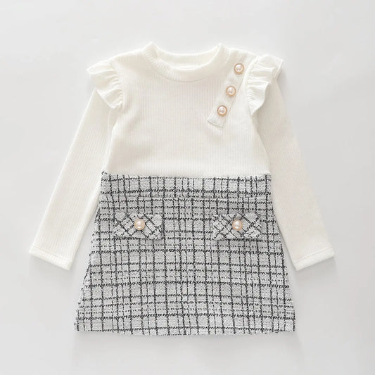 Black and White Tweed Dress and Headband Set Ollies Place