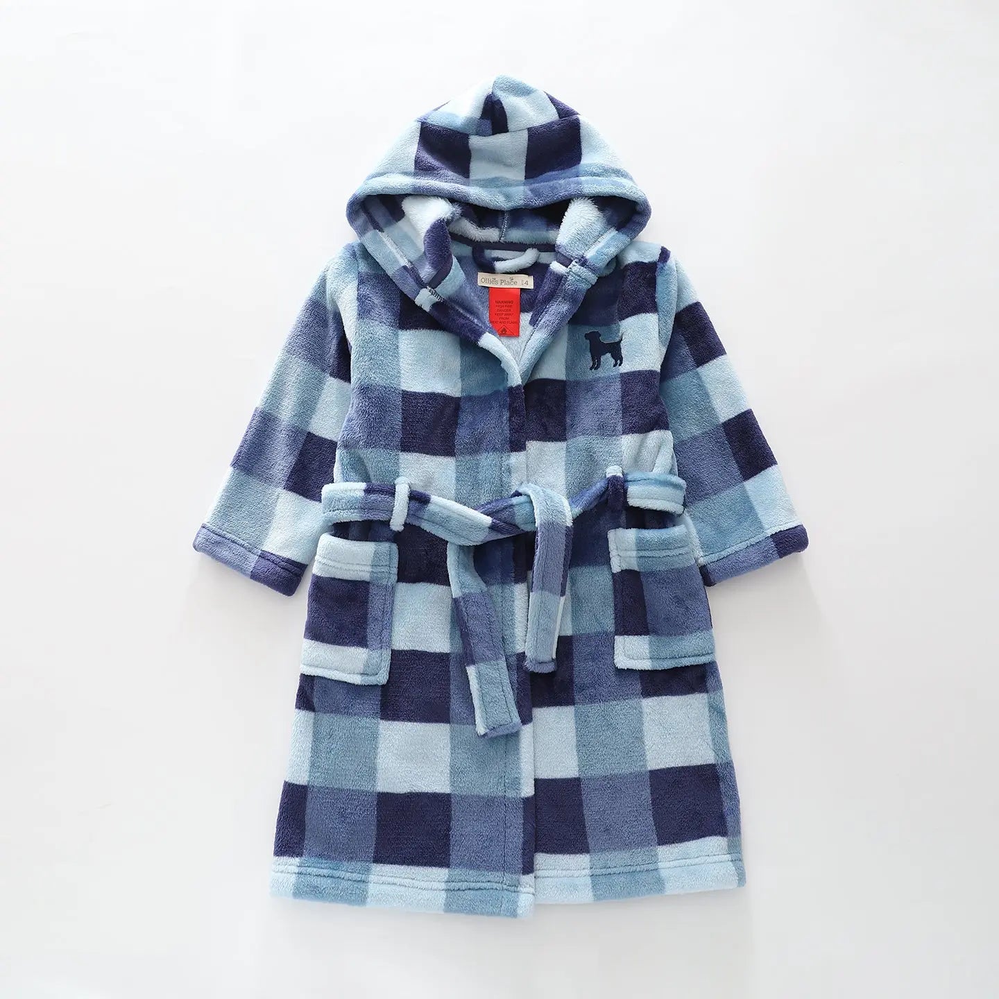 Blue Check Hooded Bath Robe Ollies Place
