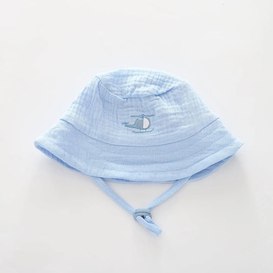 Blue Cheesecloth Bucket Hat Ollies Place
