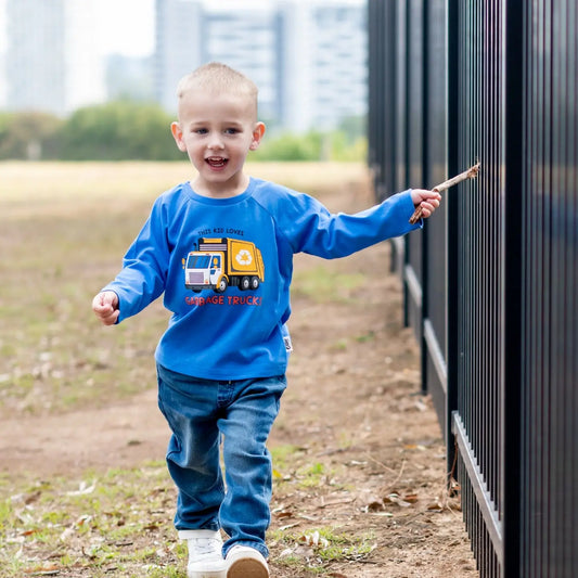 Blue Garbage Truck LS Tee Ollies Place