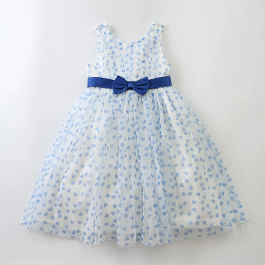 Blue Heart Print Tulle Dress Ollies Place