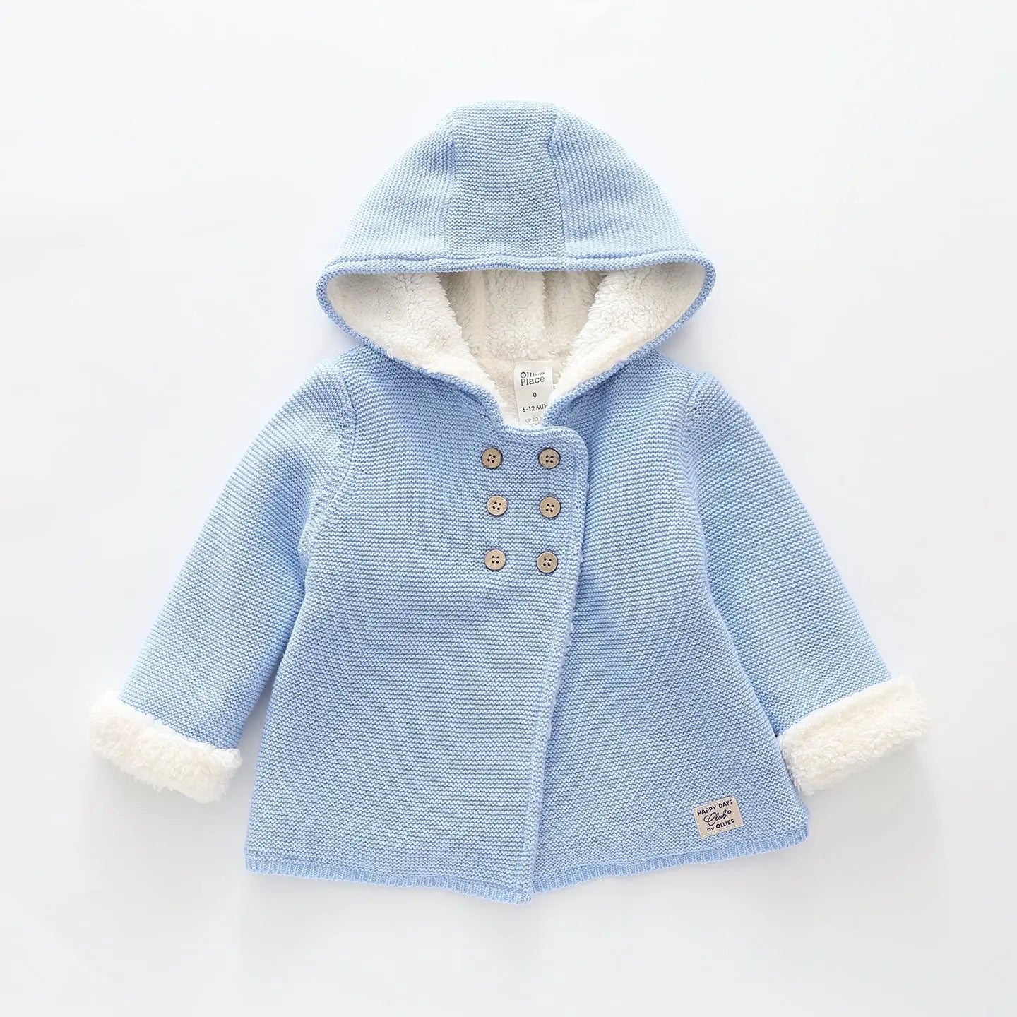 Blue Sherpa Knit Hoodie Ollies Place