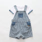 Blue Stripe Denim Shortalls Set Ollies Place
