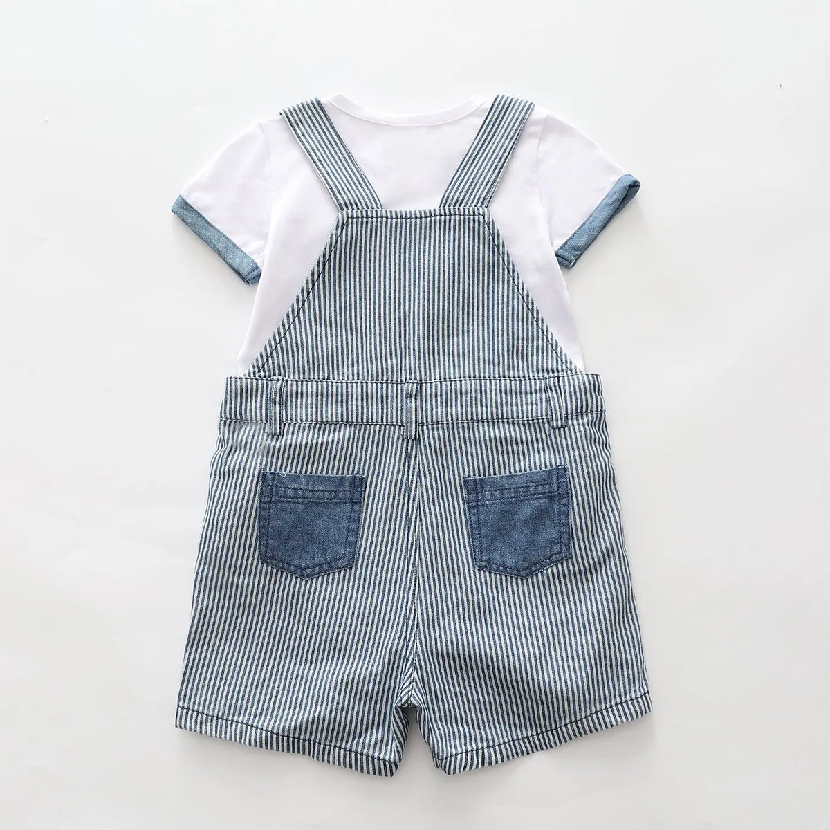 Blue Stripe Denim Shortalls Set Ollies Place
