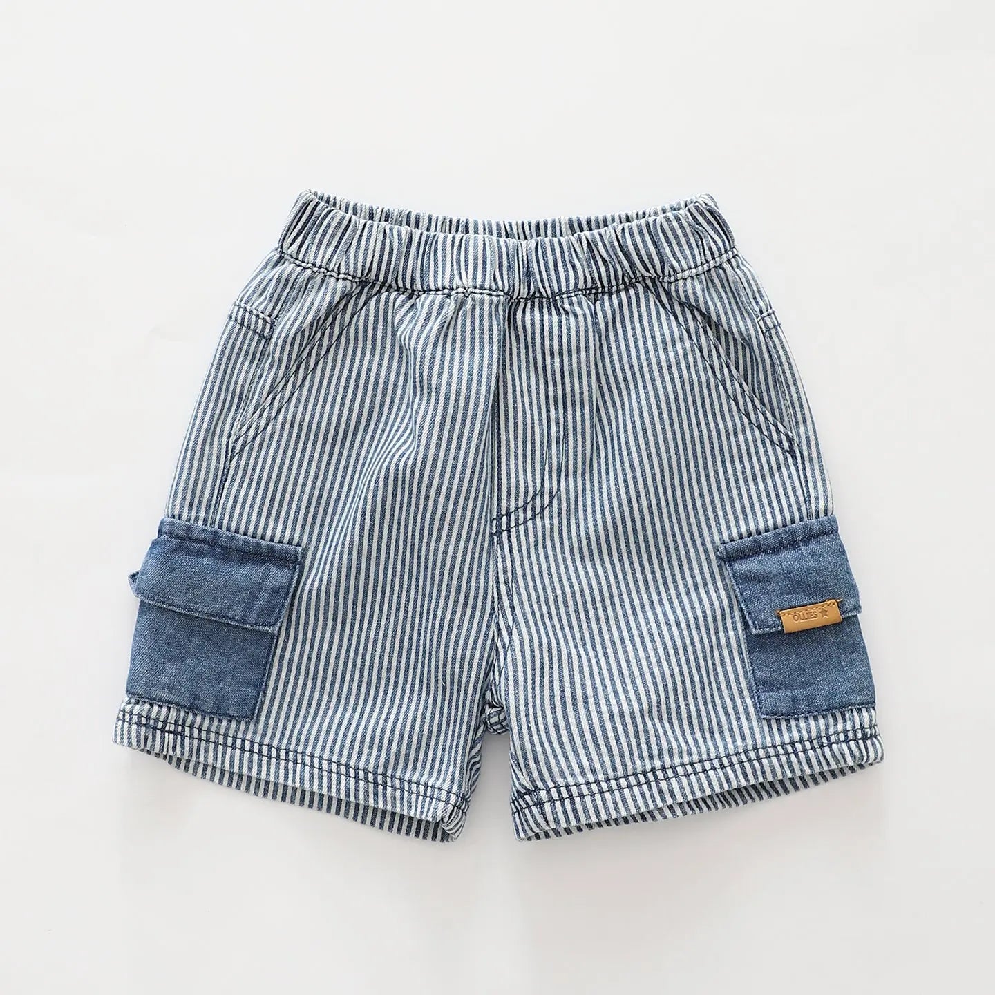 Blue Stripe Denim Shorts Ollies Place