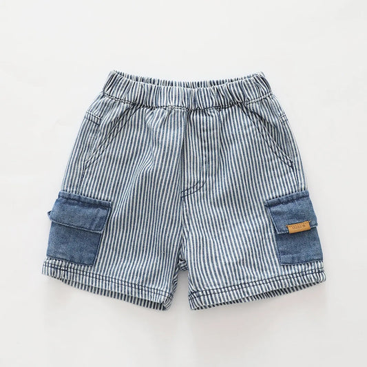 Blue Stripe Denim Shorts Ollies Place
