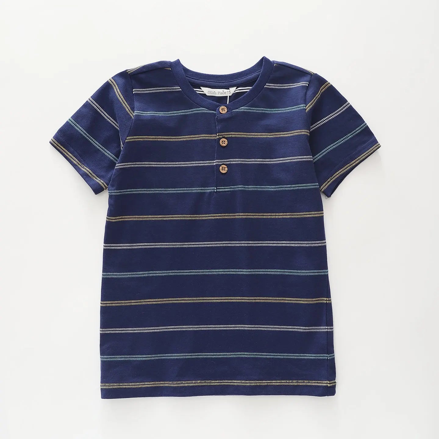 Blue Striped Henley Tee Ollies Place