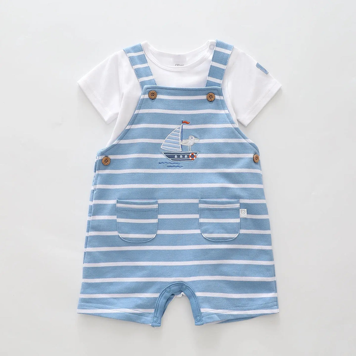 Blue Striped Shortalls Set Ollies Place