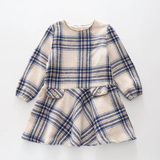 Blue and Beige Tartan Dress Ollies Place