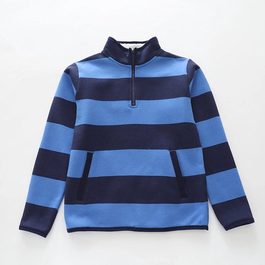 Blue and Black Fleece Sweat Top Ollies Place