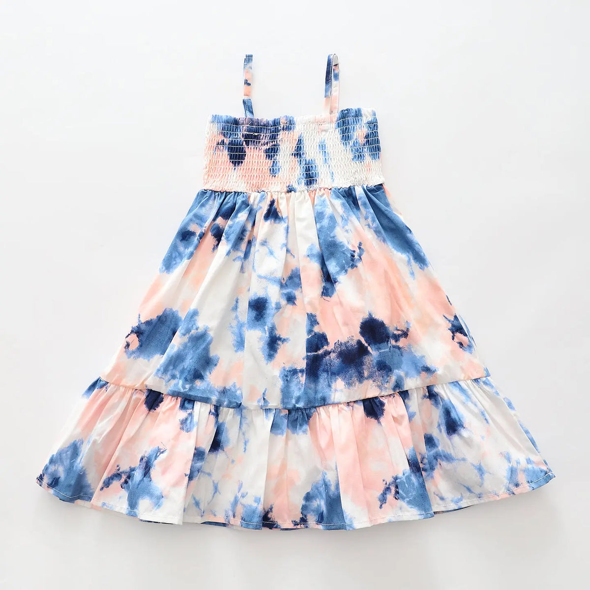 Blue and Peach Tie Dye Style Dress Ollies Place