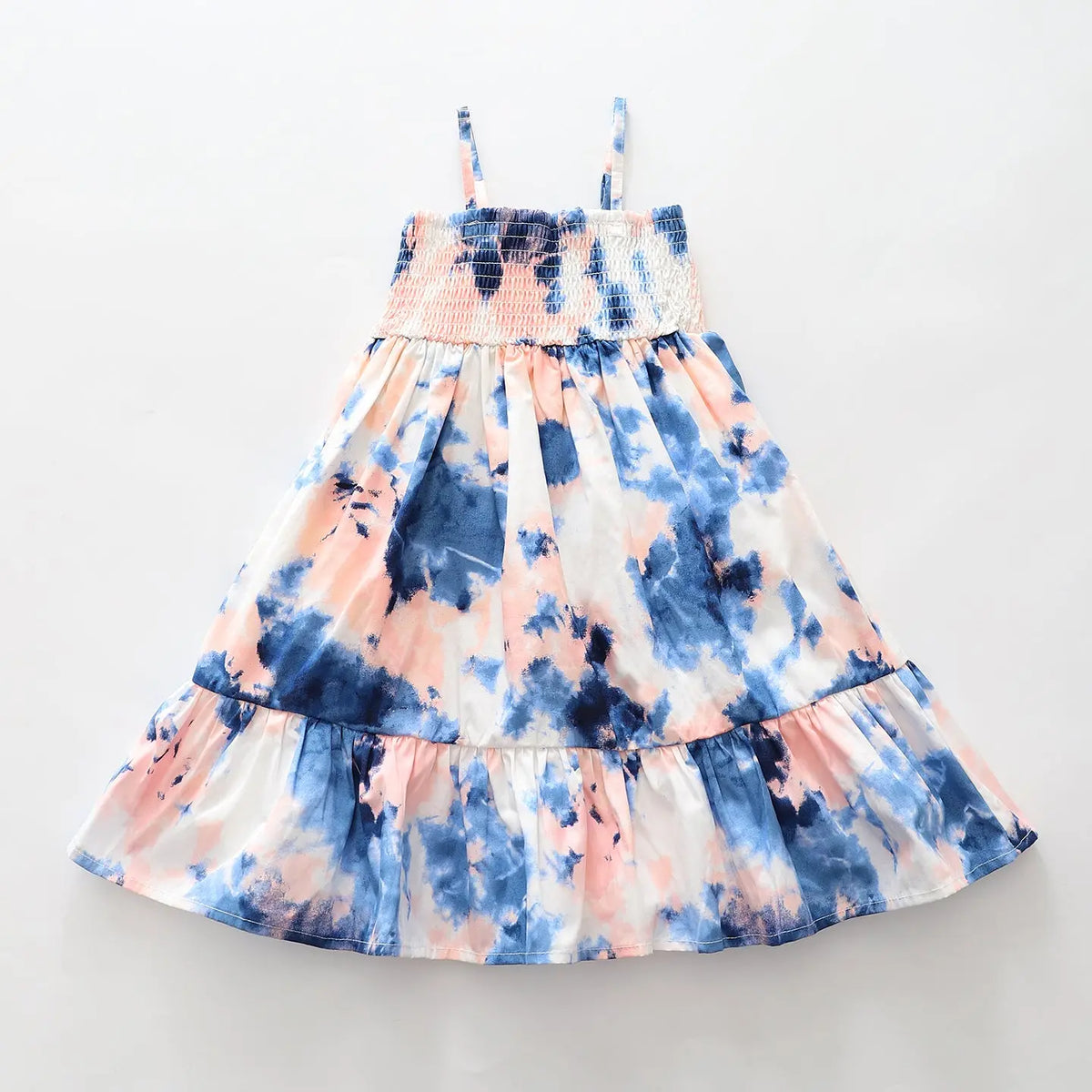 Blue and Peach Tie Dye Style Dress Ollies Place