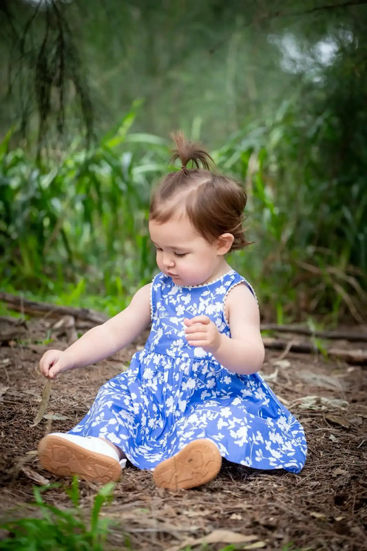Blue and White Floral Dress Ollies Place