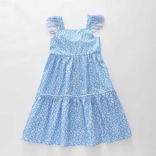 Blue and White Tie Back Dress Ollies Place