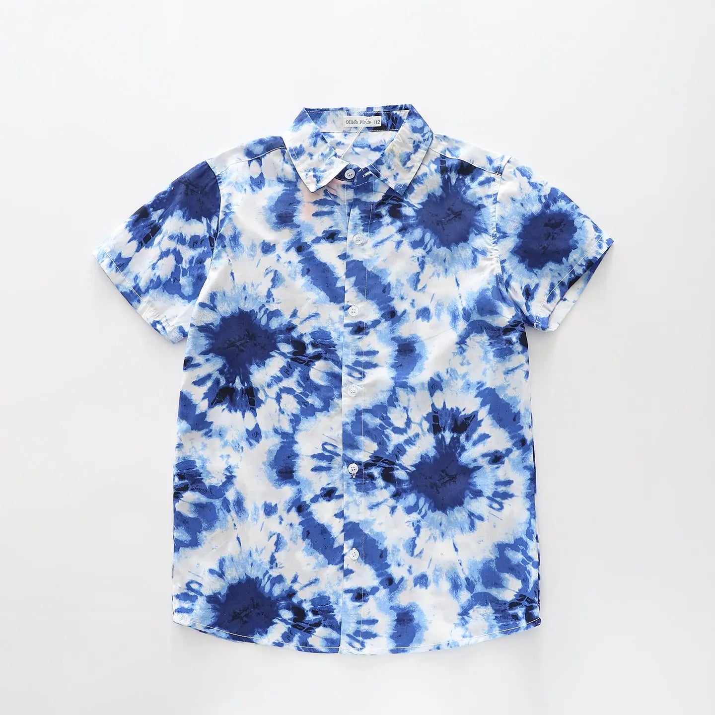 Blue and White Tie-Dye Collared Shirt Ollies Place