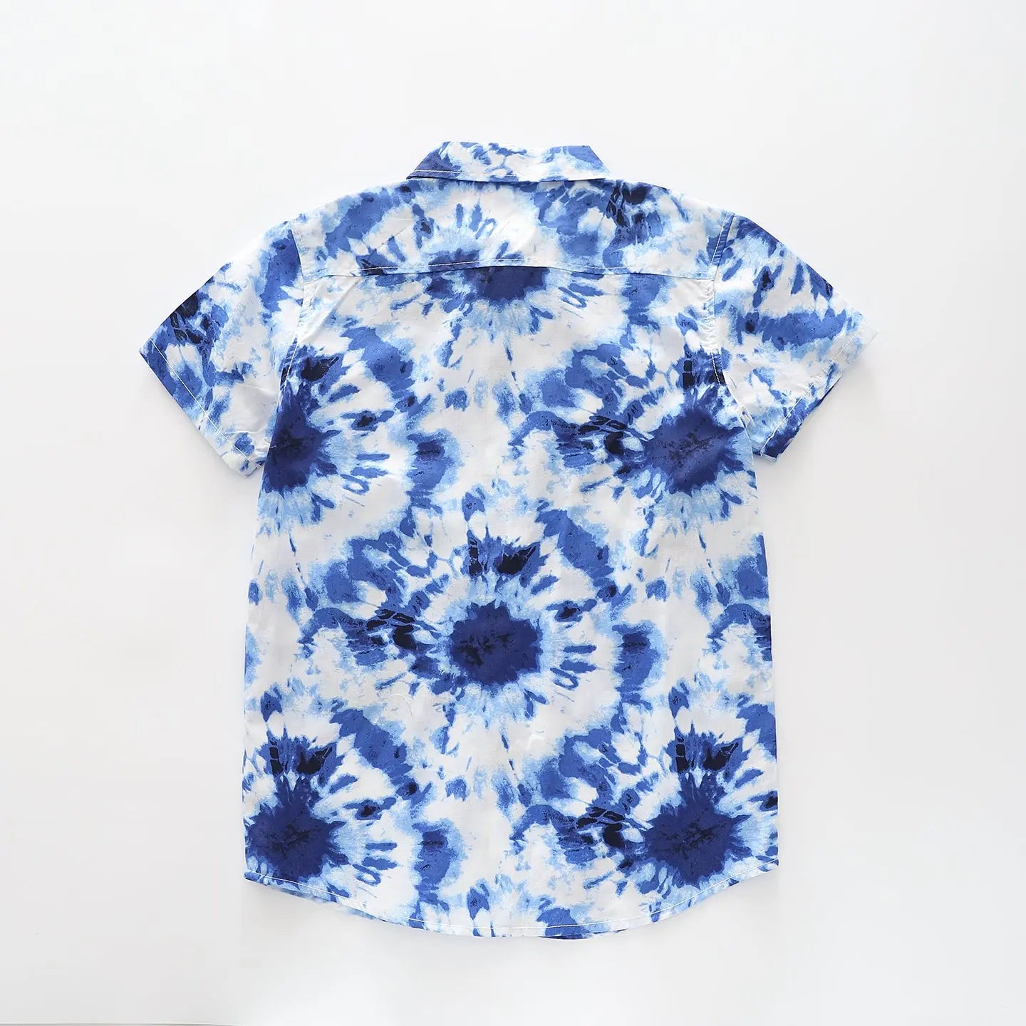 Blue and White Tie-Dye Collared Shirt Ollies Place