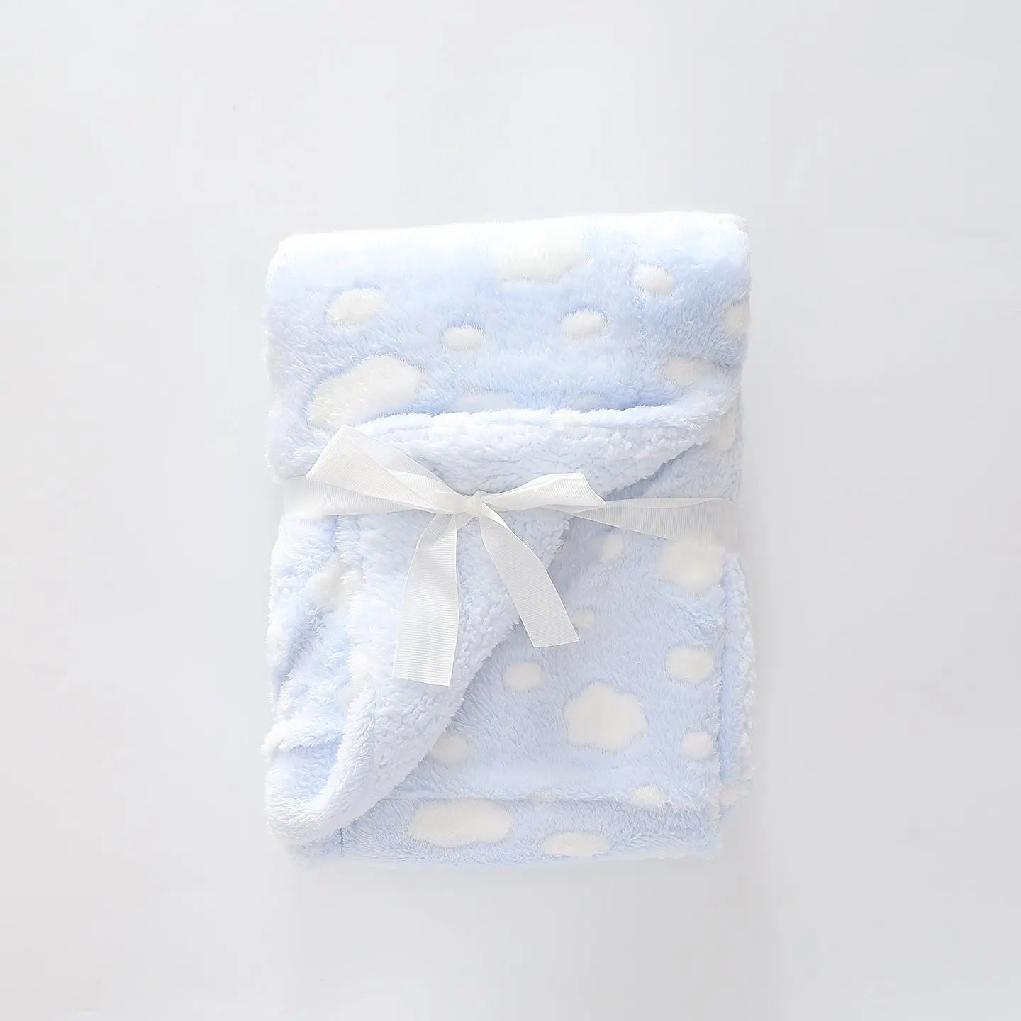 Blue and white spot Plush Blanket Ollies Place