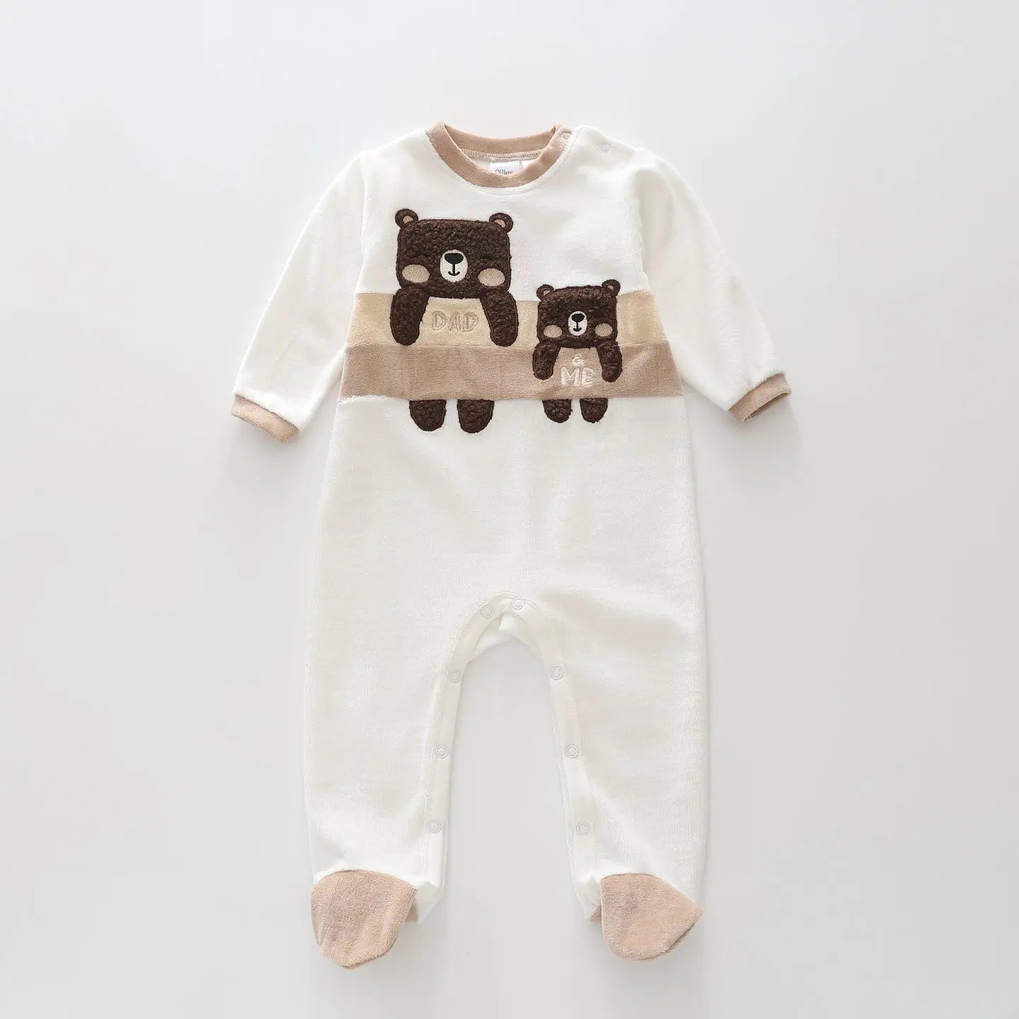 Boucle Bear Velour Romper Ollies Place