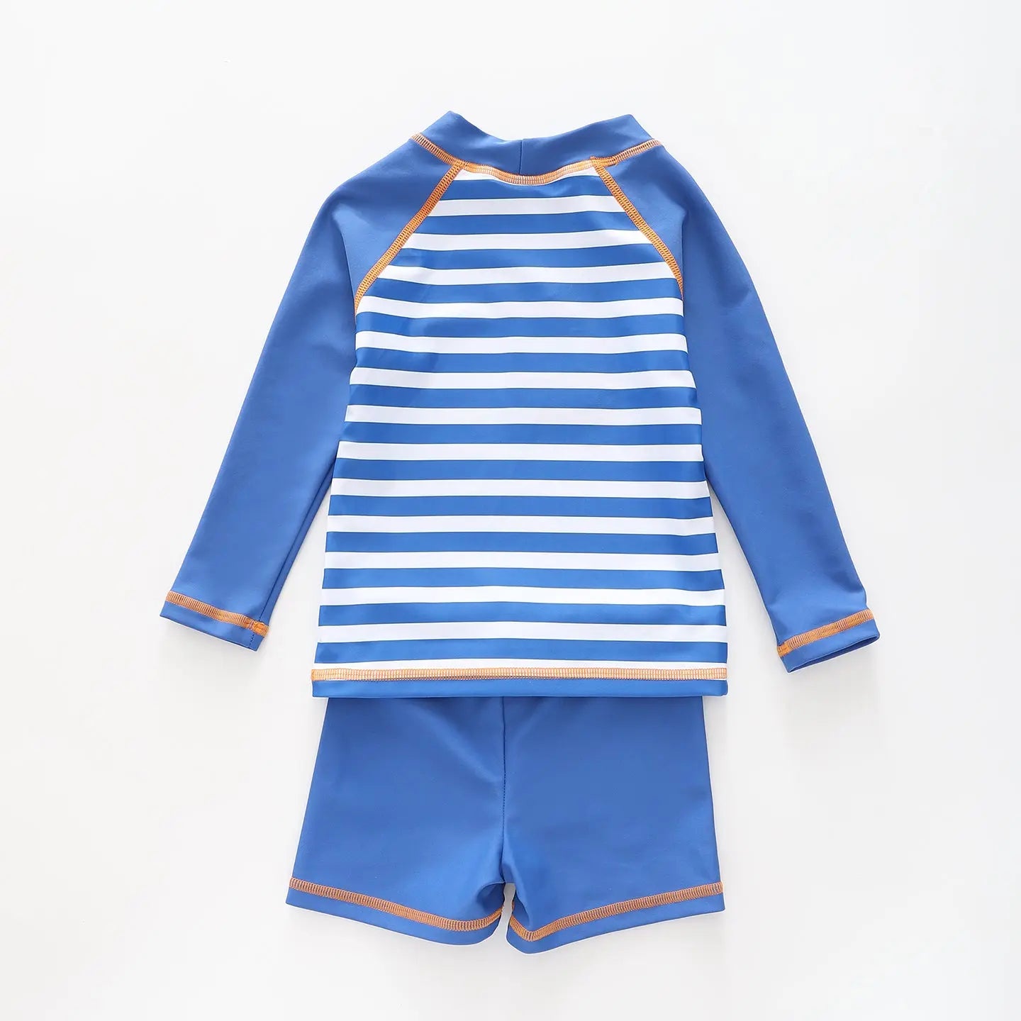 Boy's Blue Striped Lighthouse Print Two Piece Swimsuit Set Ollies Place