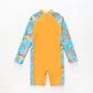 Boy's Blue and Orange Dinosaur Print Long sleeve Swimsuit Ollies Place