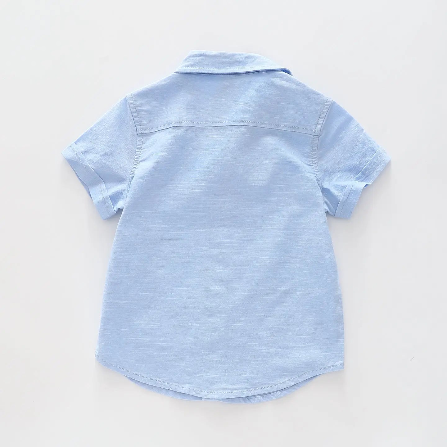 Boy's Linen Blue Button Down Shirt Ollies Place