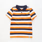 Boy's Navy and Orange Striped Blue Polo Shirt Ollies Place